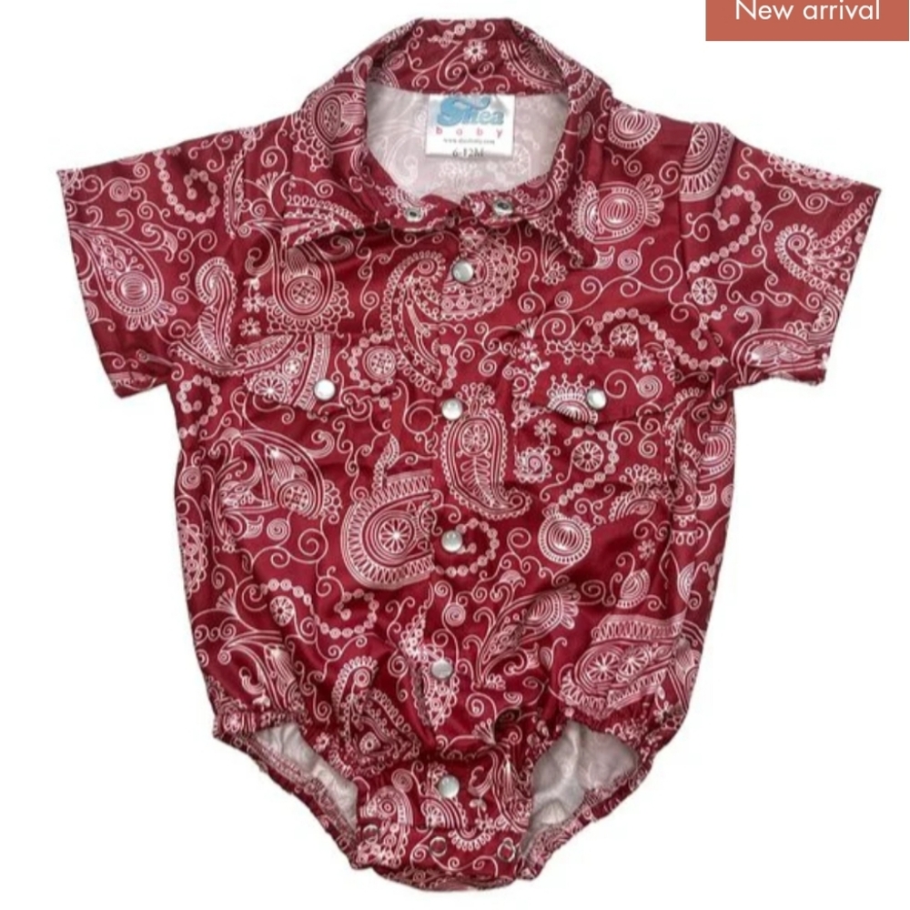 New Paisley Pearl Snap Shea Baby Onesie